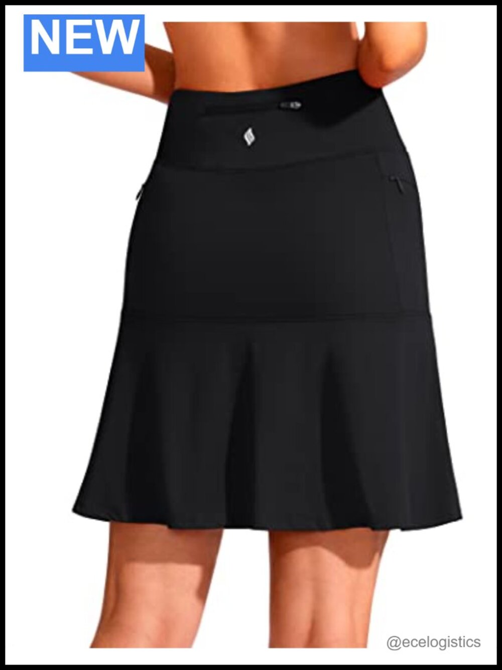 High Waist Golf Skort with Pockets Ruffle Hem UPF50+